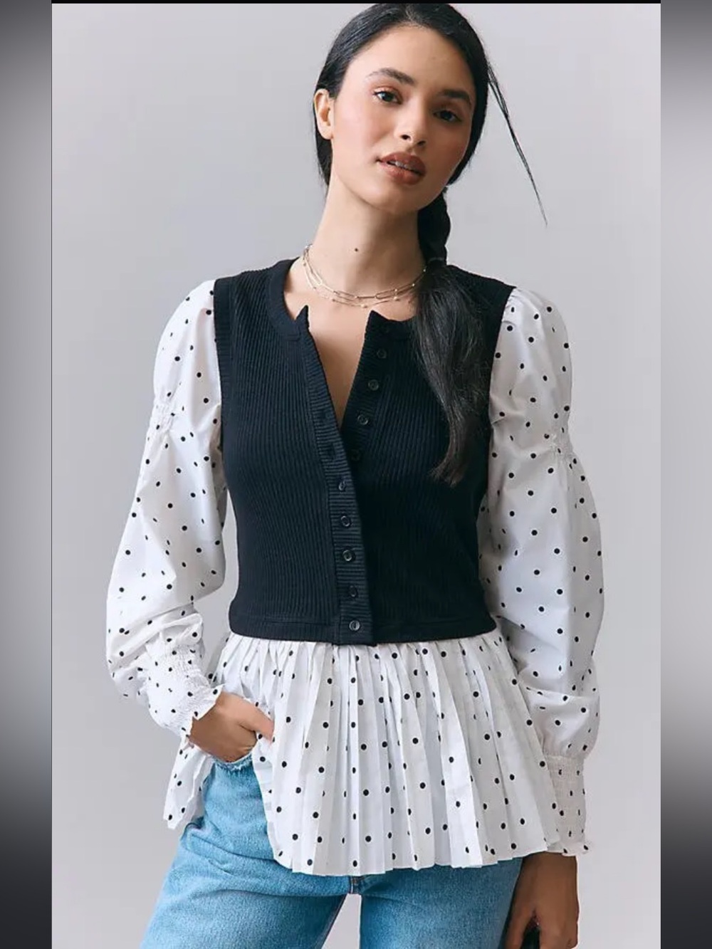 Anthropologie Layered Twofer Long-Sleeve Top